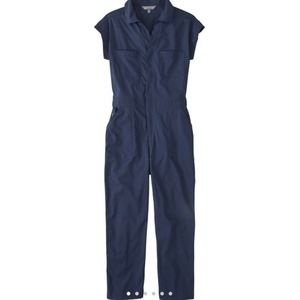 TITLE NINE Evelyn Med Short Sleeve Coverall Crop Pant Navy Blue Mechanic Painter